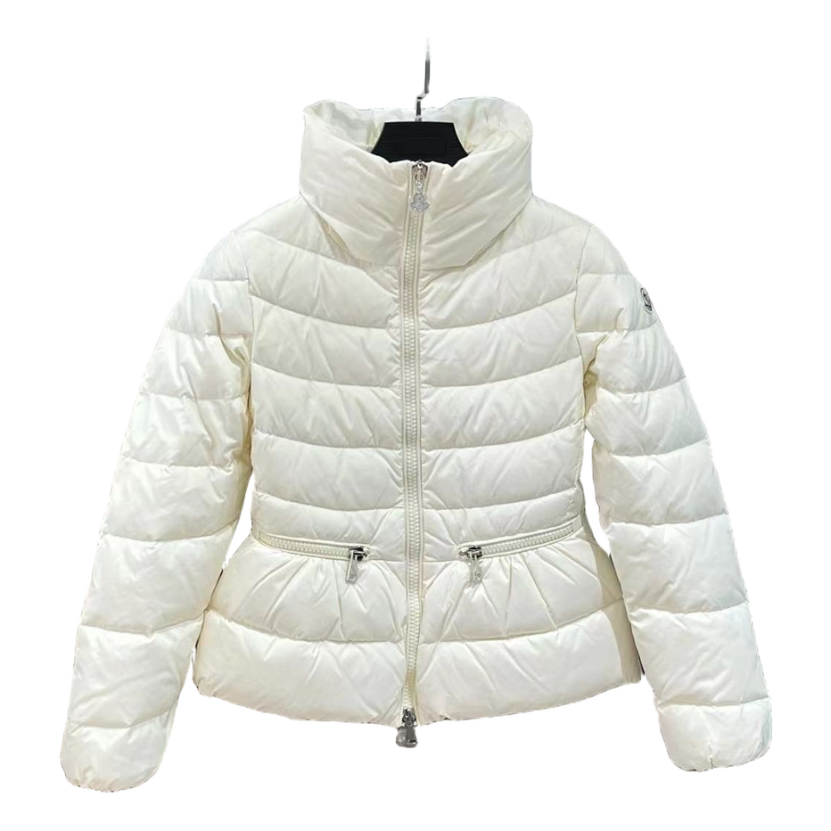 Moncler Drawstring-Waist Stand-Collar Puffer Jacket – Ivory Sculptural Edition