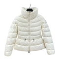 Moncler Drawstring-Waist Stand-Collar Puffer Jacket – Ivory Sculptural Edition