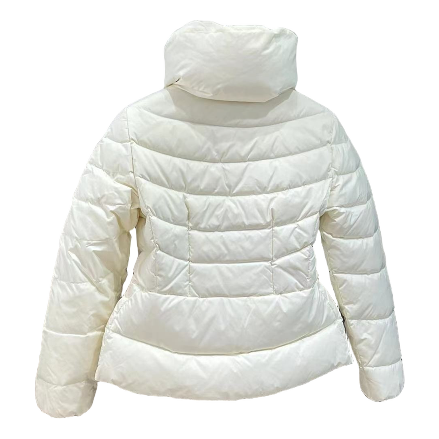 Moncler Drawstring-Waist Stand-Collar Puffer Jacket – Ivory Sculptural Edition