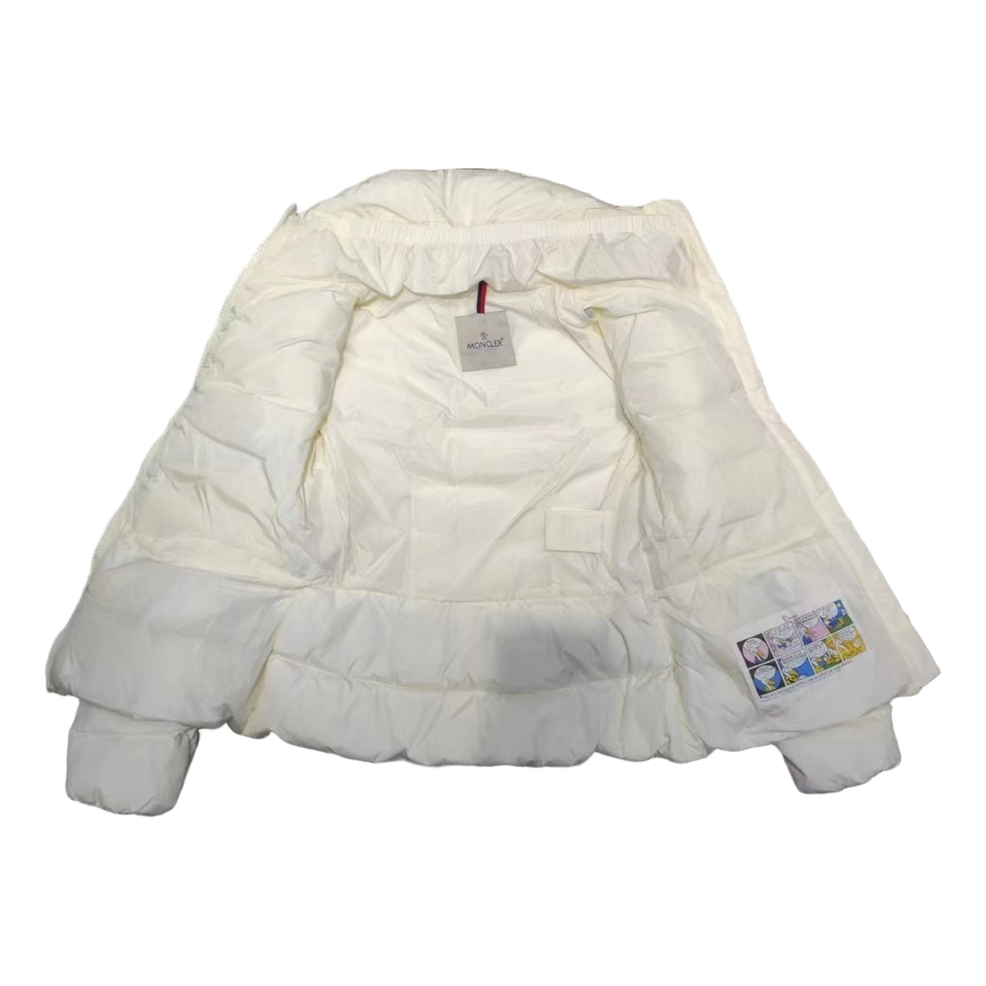 Moncler Drawstring-Waist Stand-Collar Puffer Jacket – Ivory Sculptural Edition