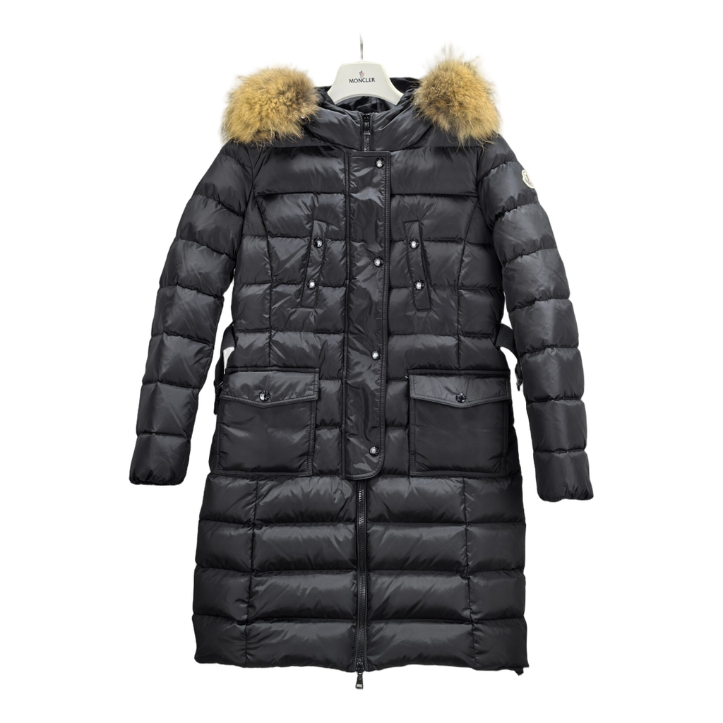 Moncler Four-Pocket Fur-Trim Hooded Long Puffer Coat – Black Utility Edition