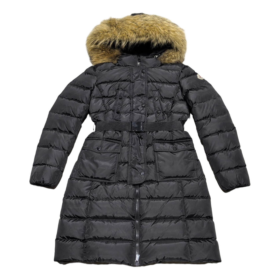 Moncler Four-Pocket Fur-Trim Hooded Long Puffer Coat – Black Utility Edition