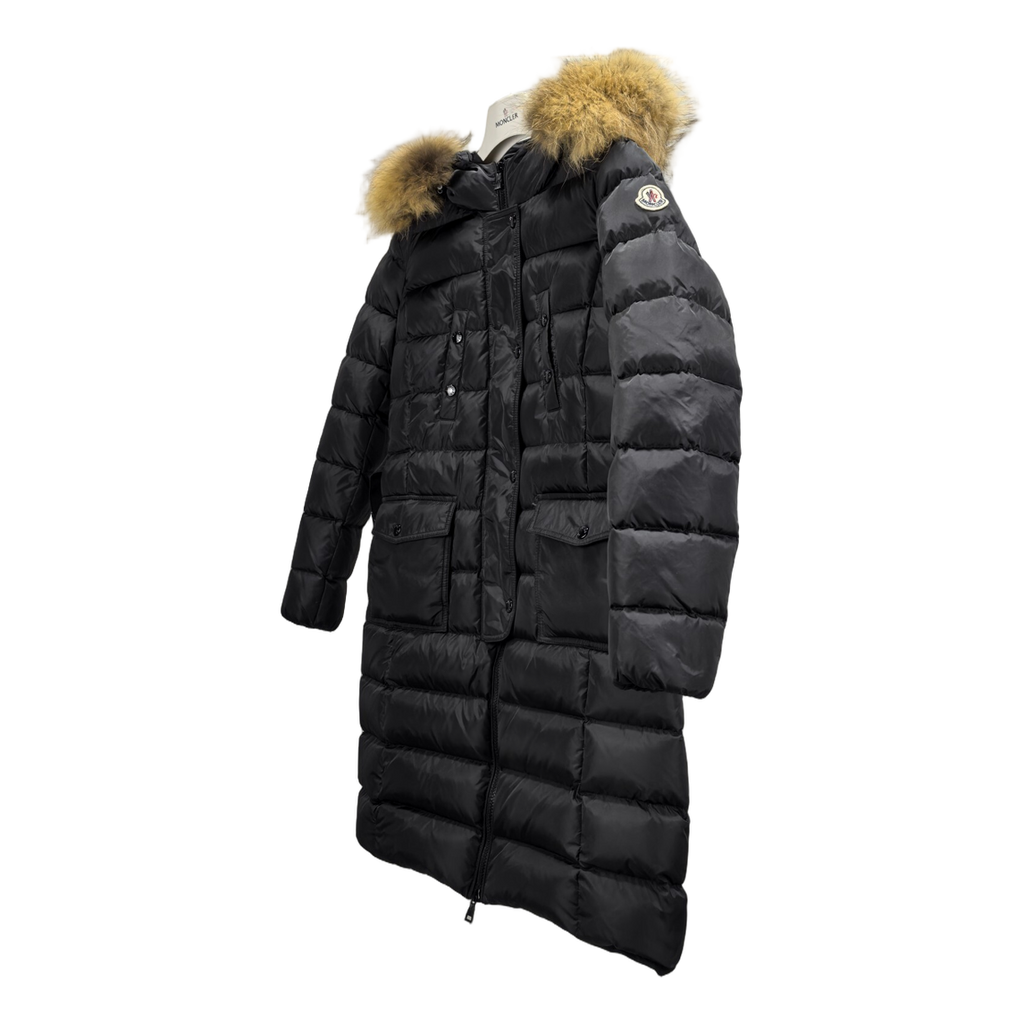 Moncler Four-Pocket Fur-Trim Hooded Long Puffer Coat – Black Utility Edition