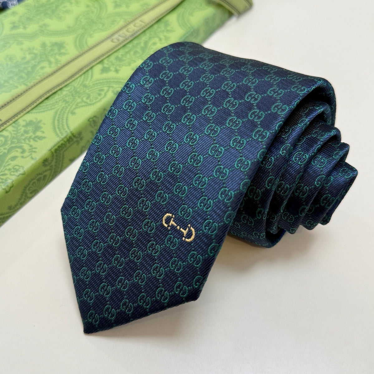 Gucci Style Men's Tonal GG Jacquard Silk Tie