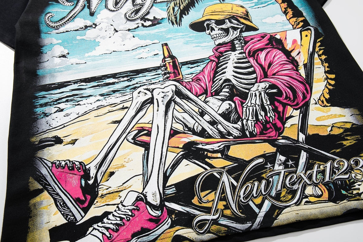 MAJESTIK Rhinestone Distressed Graphic T-Shirt
