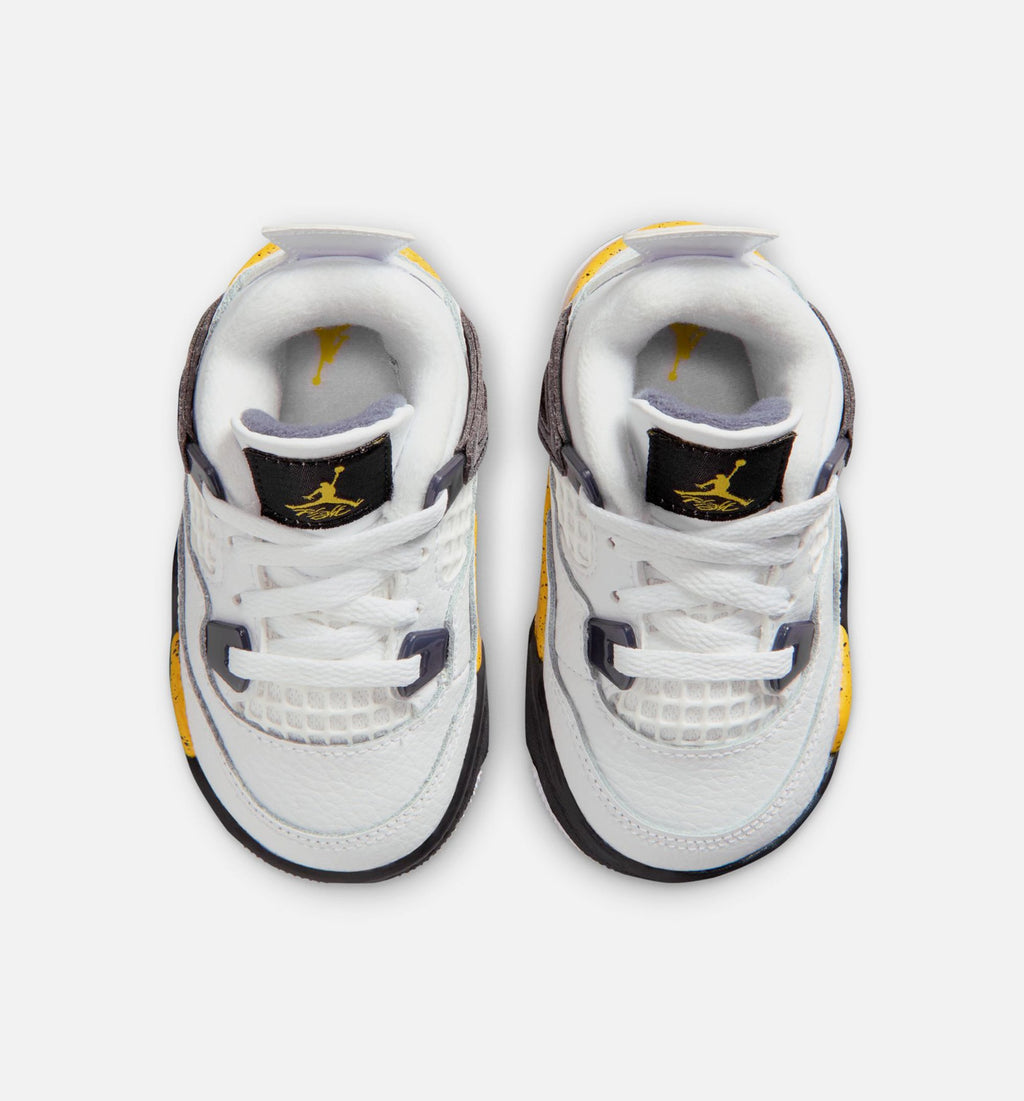 Air Jordan 4 Retro 'Rare Air Tour Yellow' - Infant/Toddler Lifestyle Sneaker (White/Dark Blue Grey/Black/Tour Yellow)