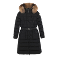Moncler Khloe Belted Fur-Trim Hooded Long Coat – Black