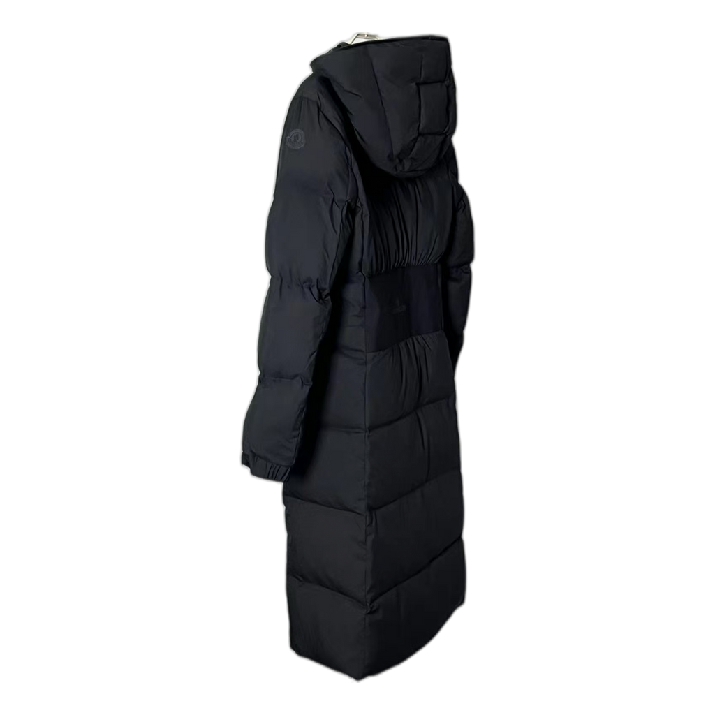 Moncler Matte Zip-Front Hooded Long Puffer Coat – Black