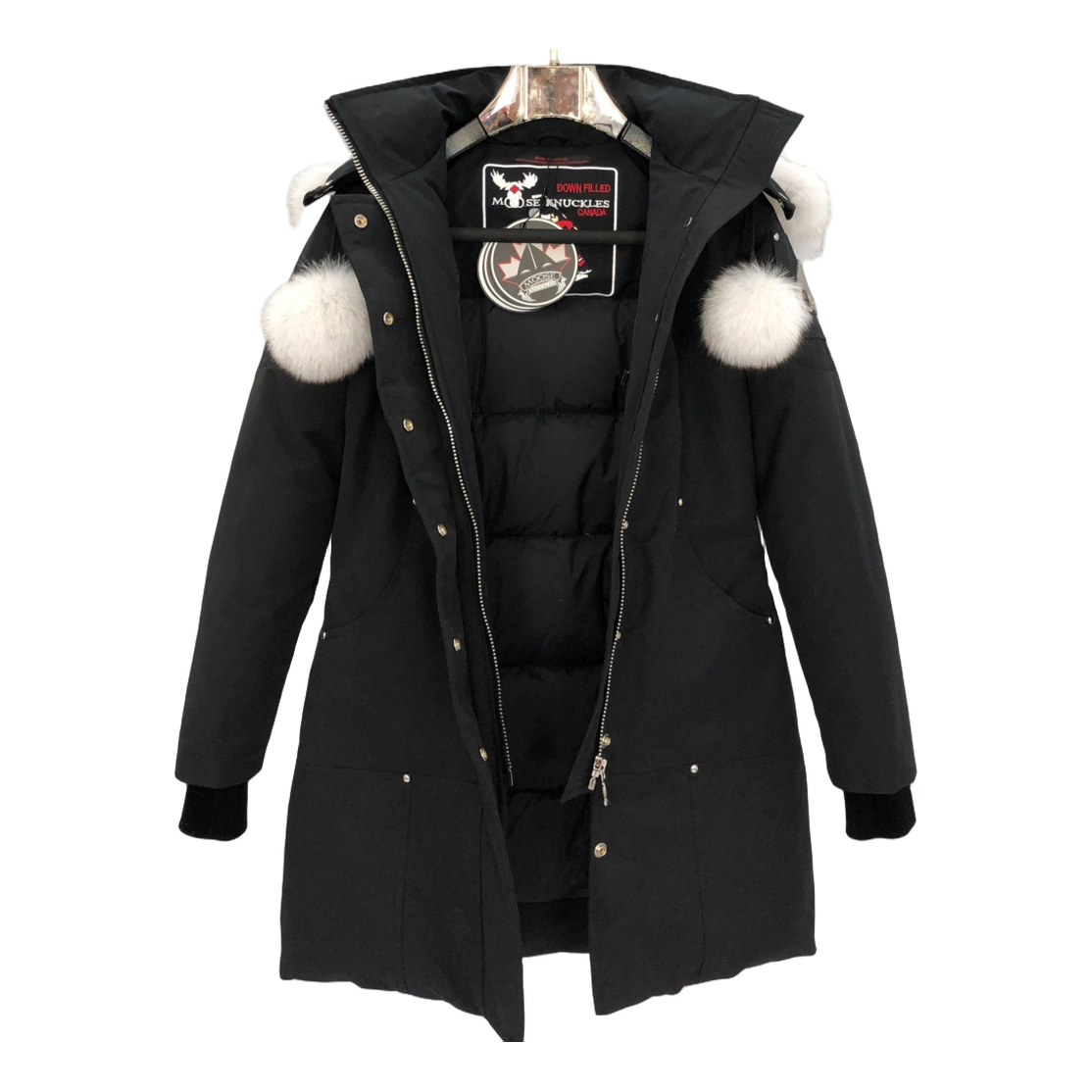 Moose Knuckles Stirling Parka – Iconic White Fur Pom-Pom