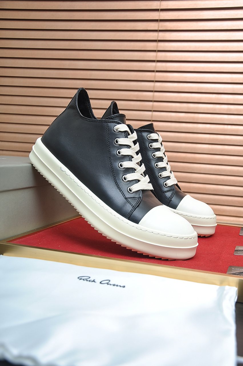 Rick Owens Geometric Seam Platform Low-Top Sneakers